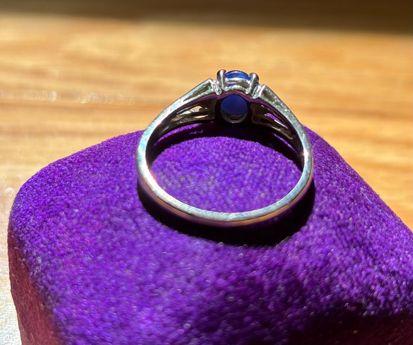 Vintage, 10K White Gold Star Sapphire and Diamond Ring