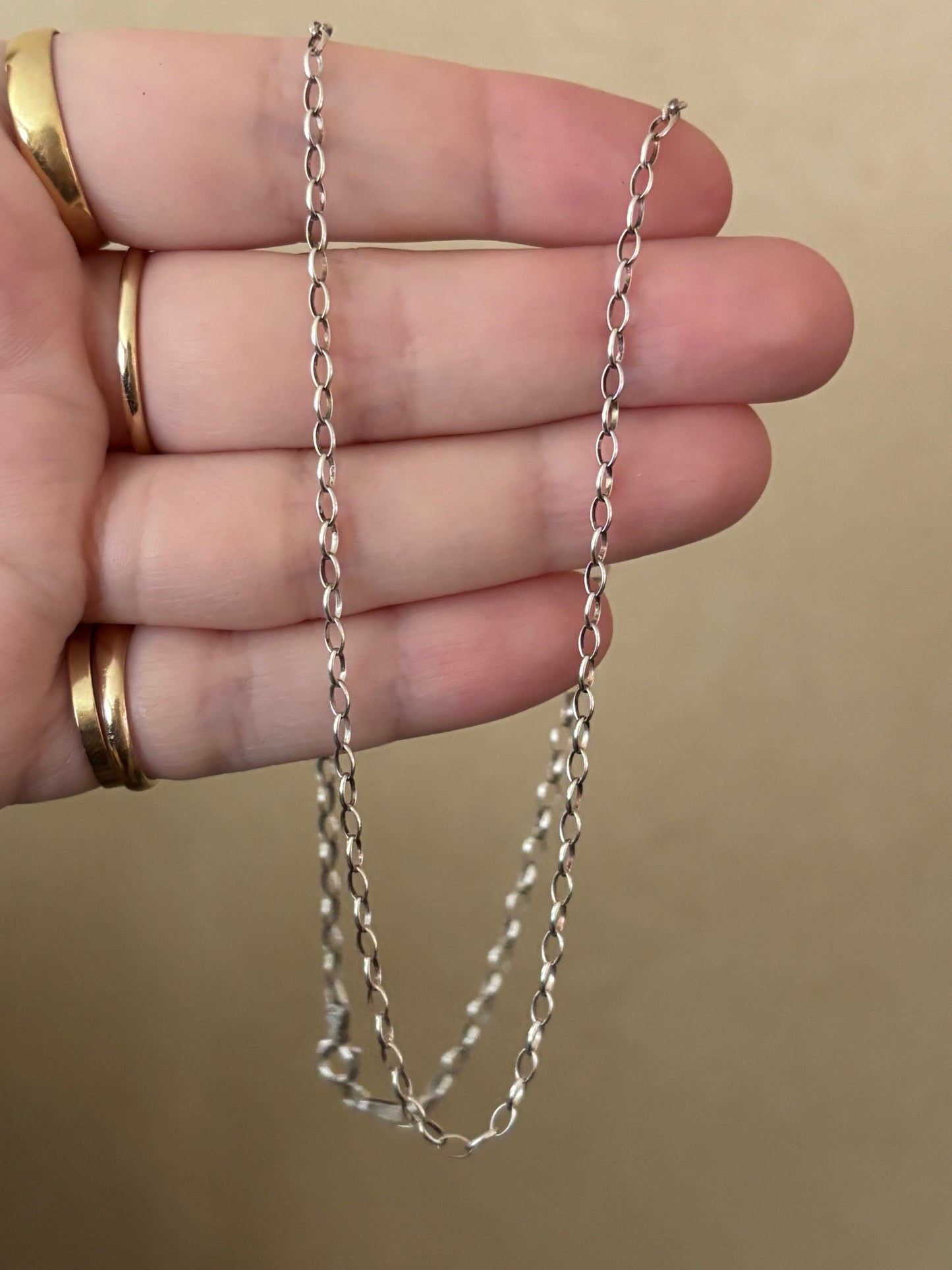 Vintage, Italian, Sterling Silver Oval Cable Chain
