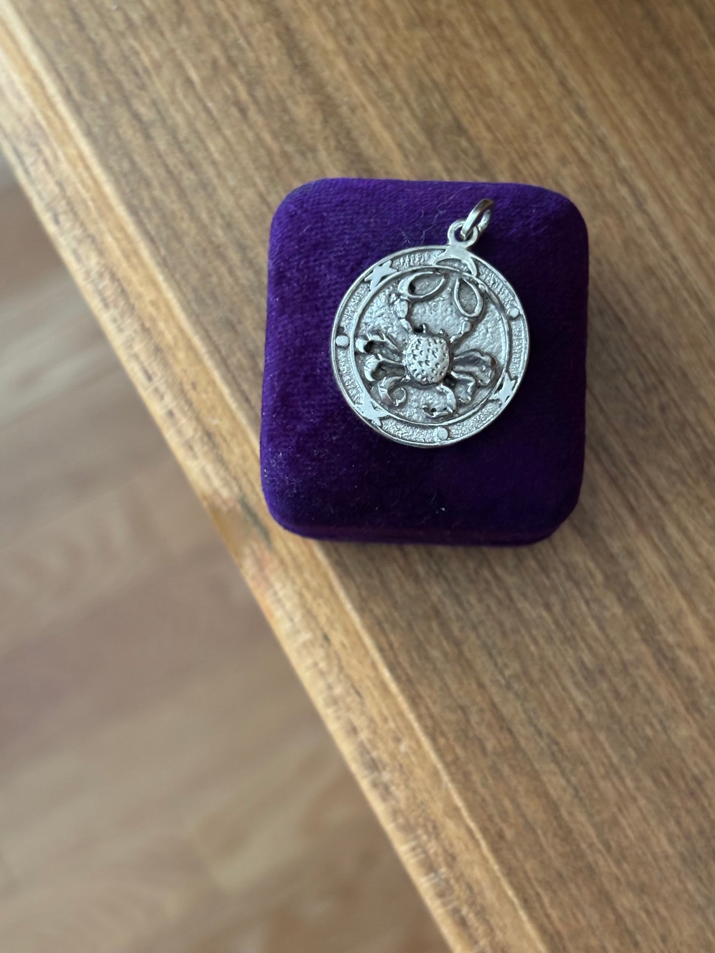 Vintage, Sterling Silver Cancer Zodiac Pendant