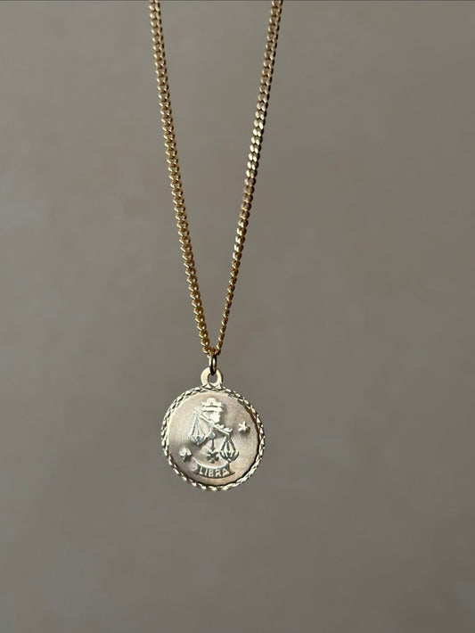 Vintage, 10K Gold Libra Zodiac Pendant