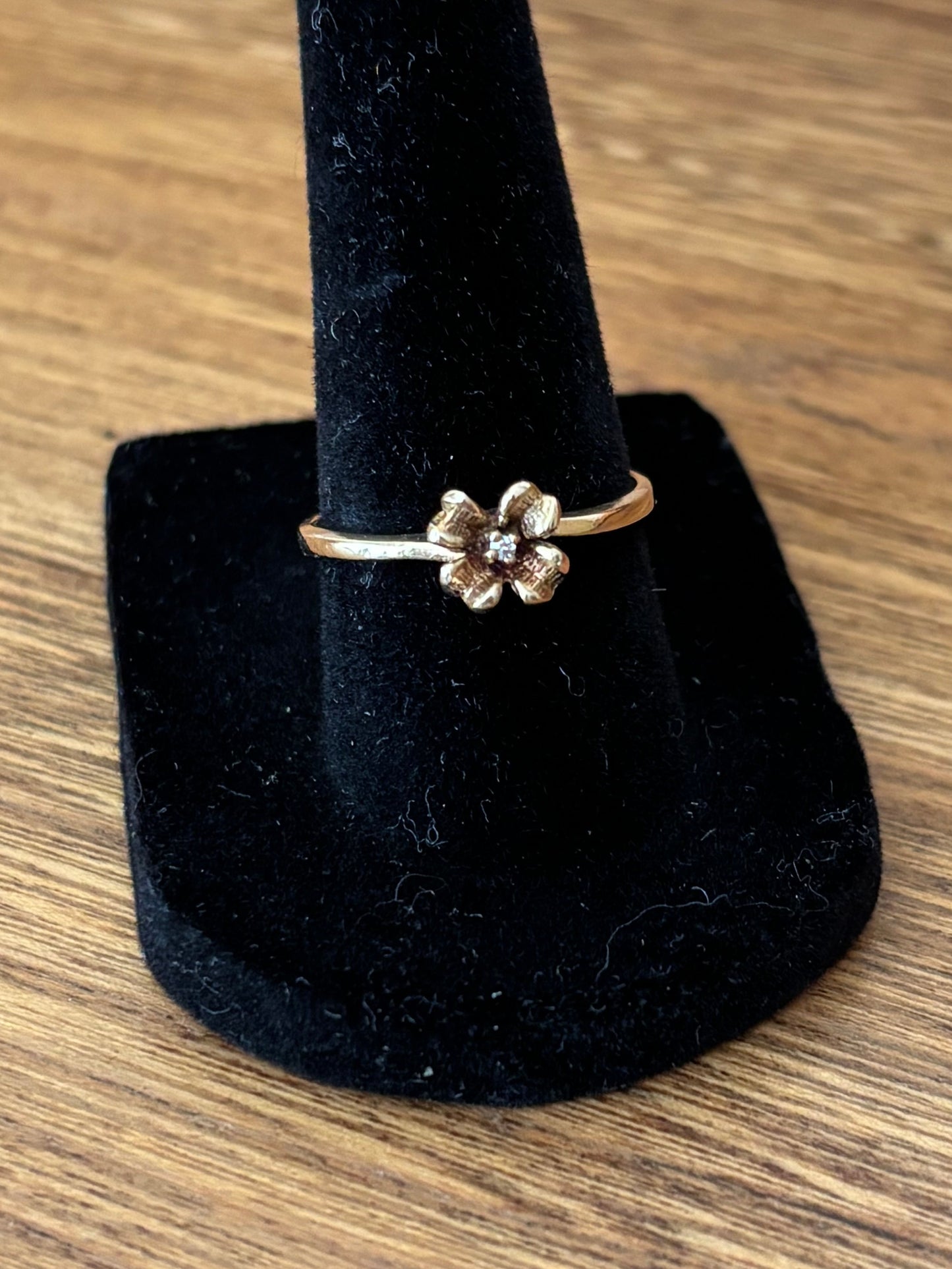 Vintage, 10K Gold Diamond Floral Ring