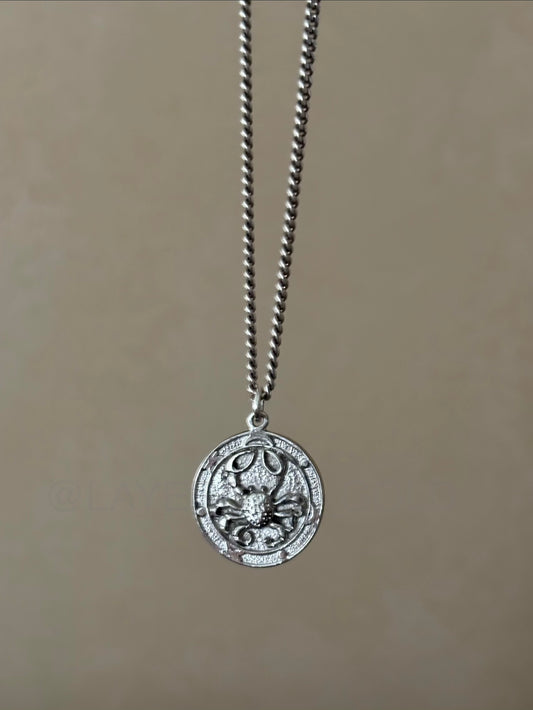 Vintage, Sterling Silver Cancer Zodiac Pendant