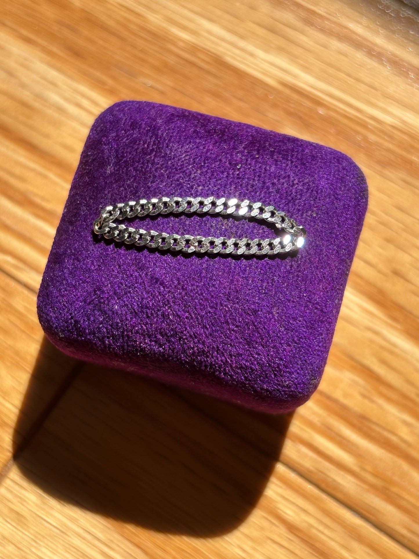 Vintage, 14K White Gold Curb Chain Link Ring
