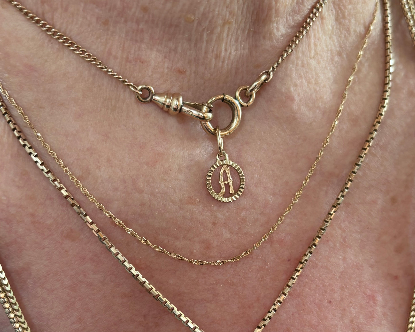 Vintage, Sparkling 10K Italian Gold Singapore Chain for Layering
