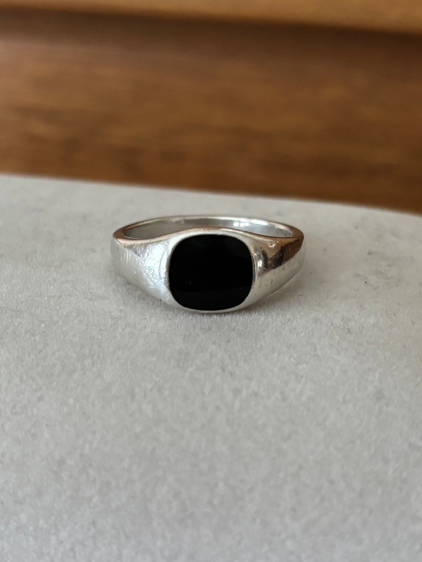 Vintage, Sterling Silver and Onyx Signet Ring