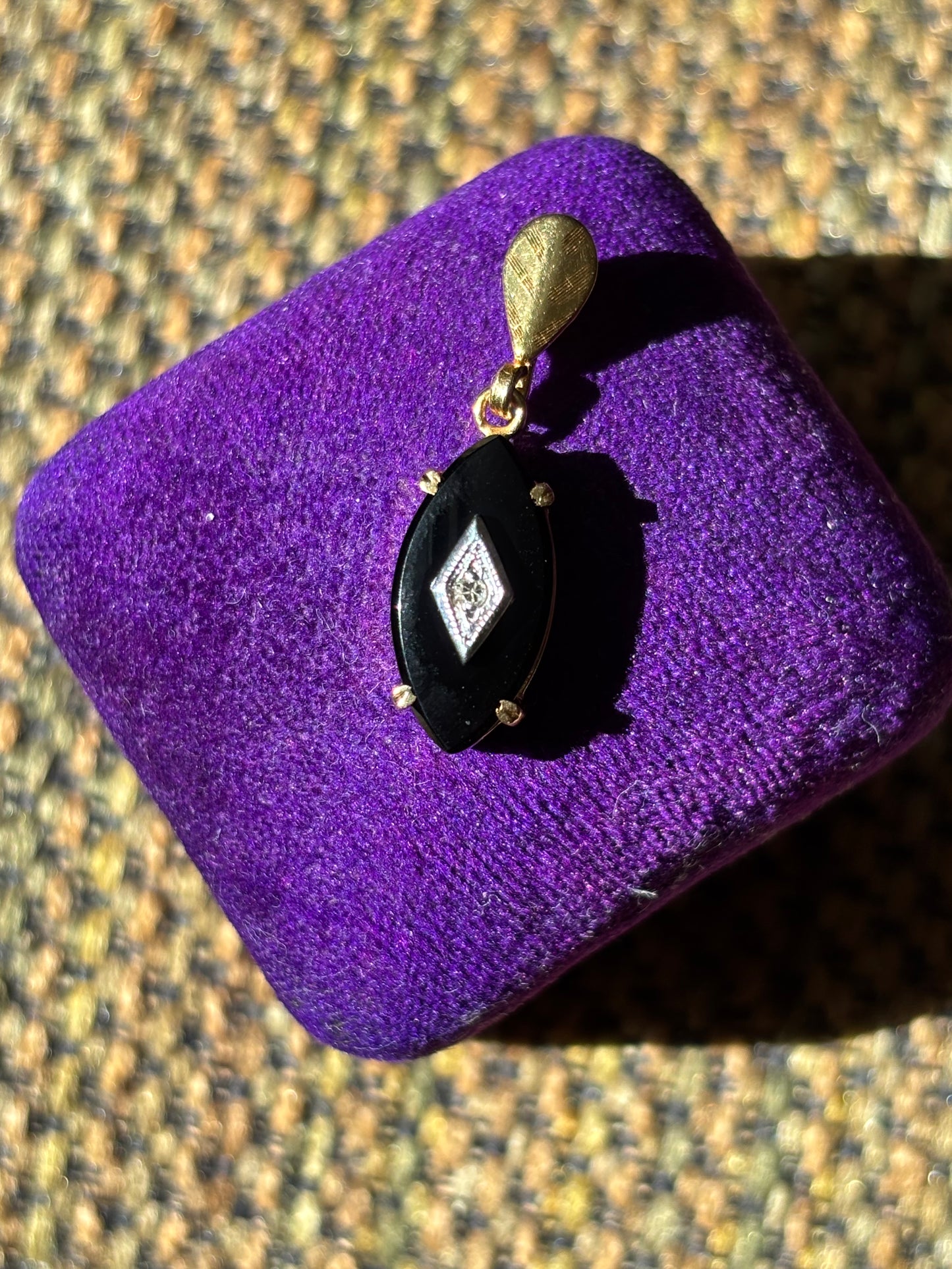 Devon’s Pick: Antique, 14K Gold Onyx and Diamond Pendant