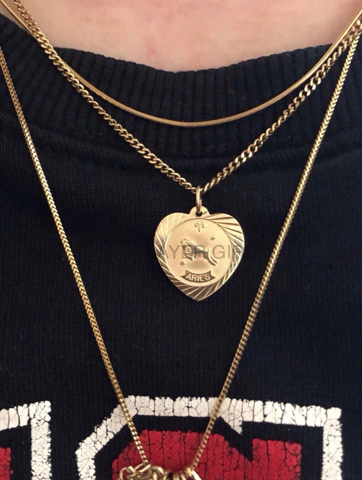 Vintage, 10K Gold Rembrandt Aries Zodiac Heart Charm