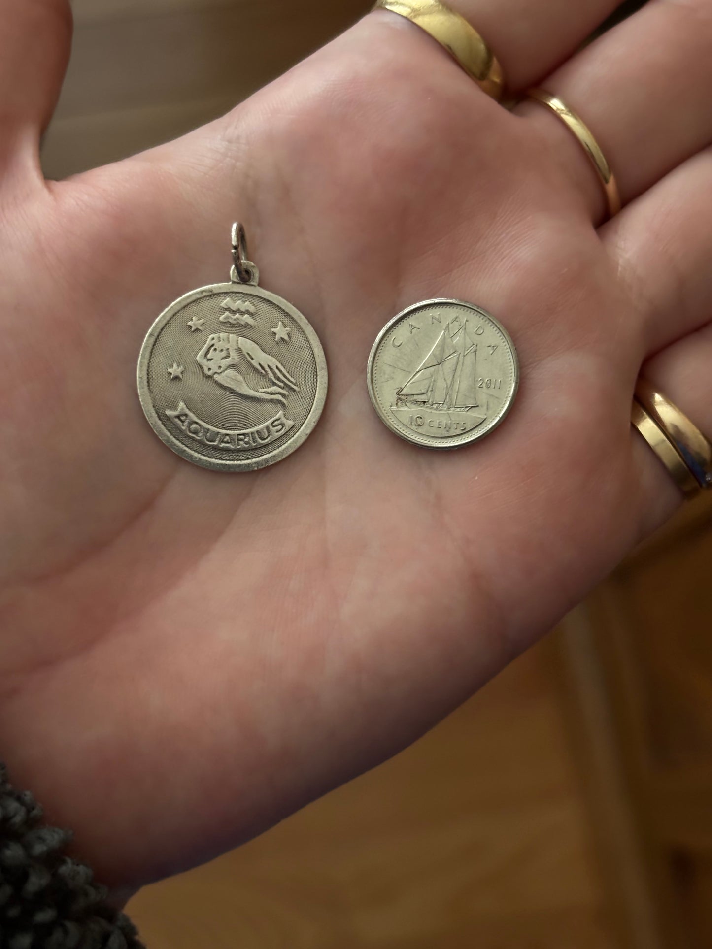 Vintage, Sterling Silver Rembrandt Aquarius Zodiac Charm