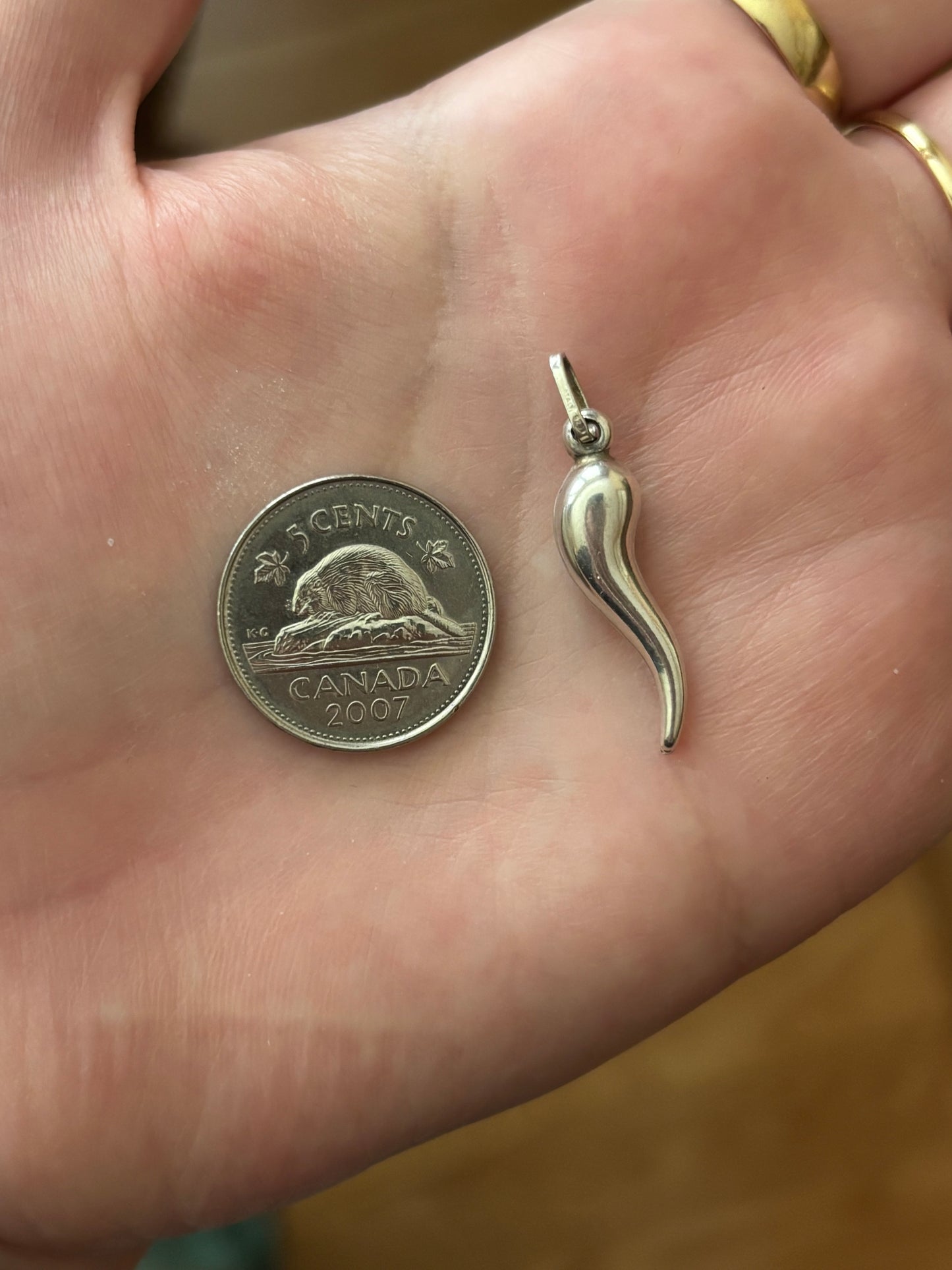 Vintage, Italian, Sterling Silver Cornicello- Italian Horn Charm
