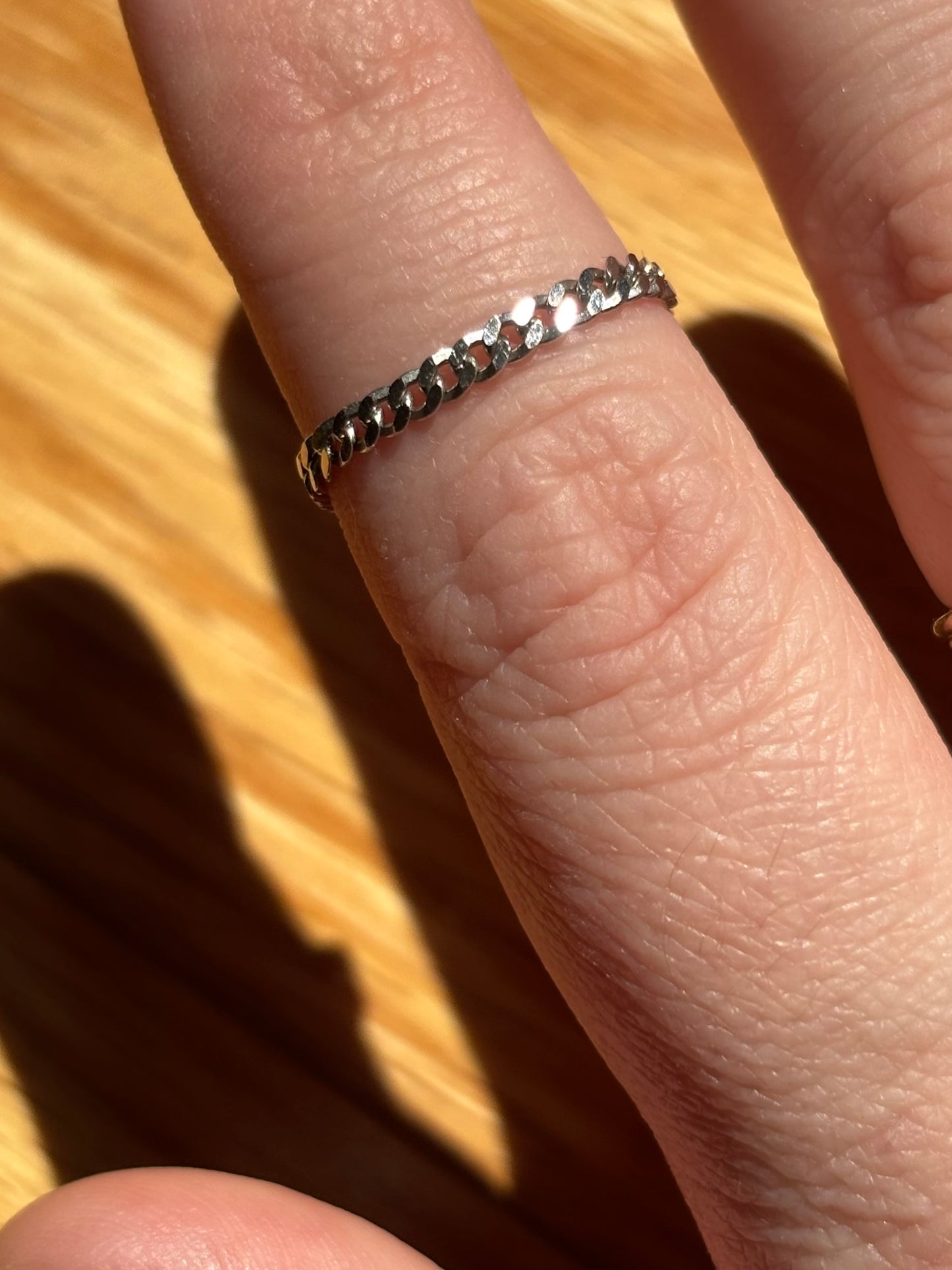 Vintage, 14K White Gold Curb Chain Link Ring