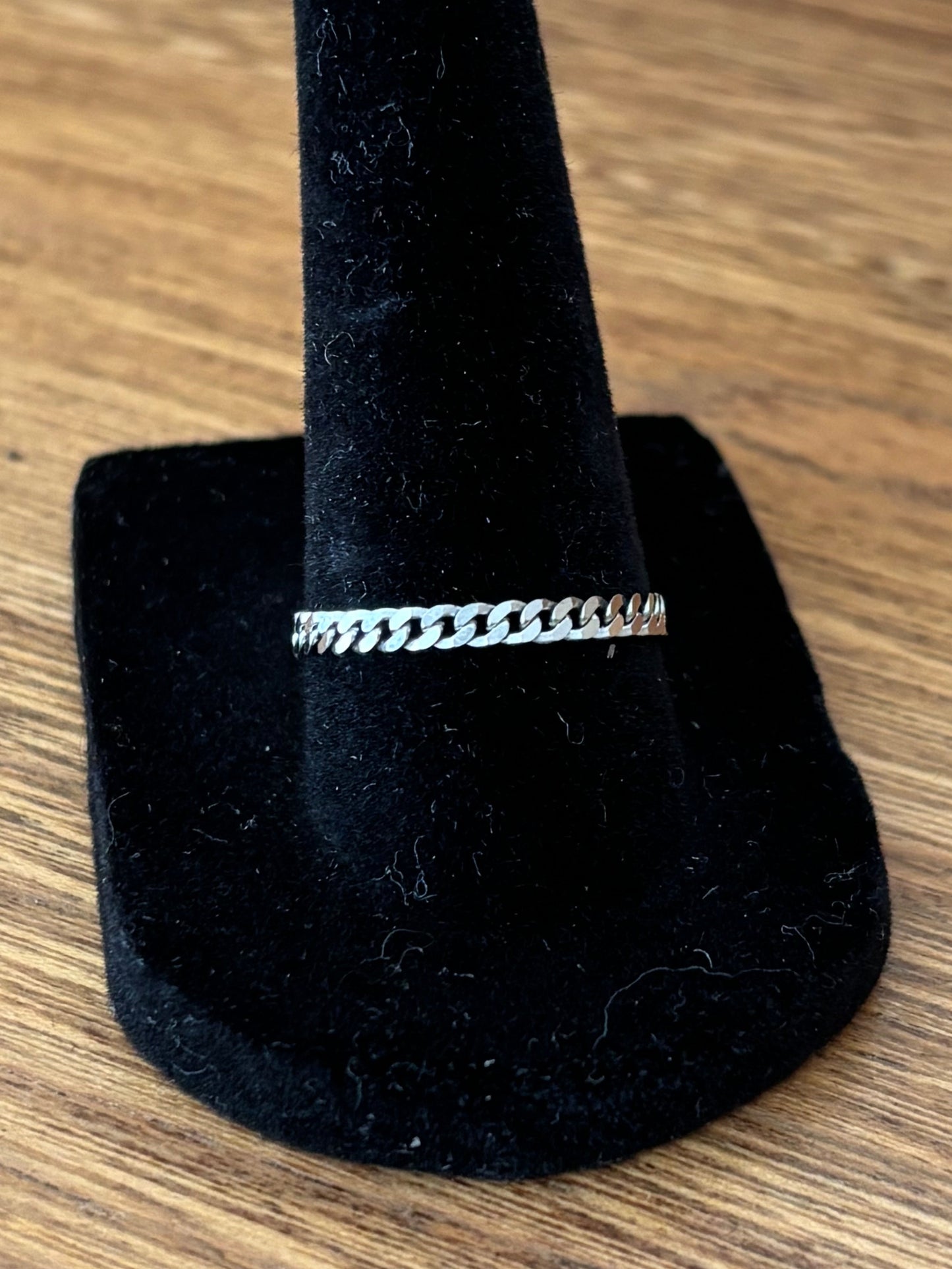Vintage, 14K White Gold Curb Chain Link Ring