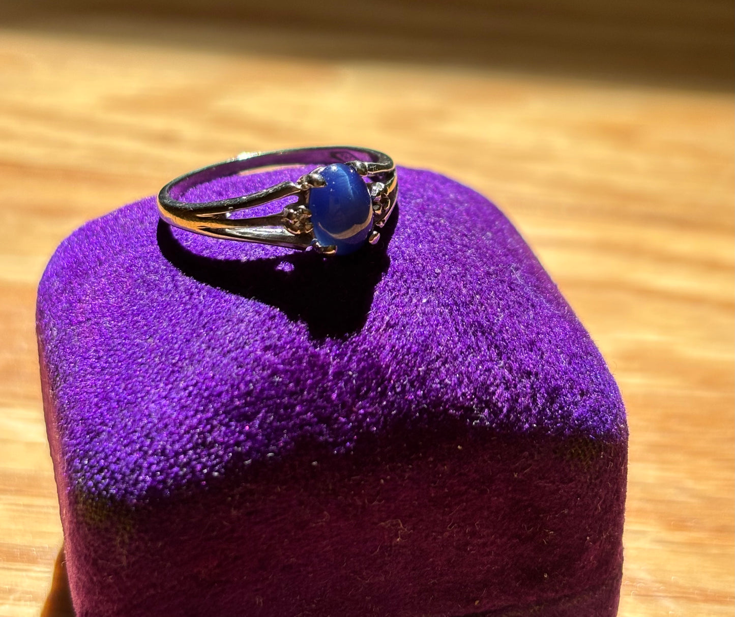 Vintage, 10K White Gold Star Sapphire and Diamond Ring