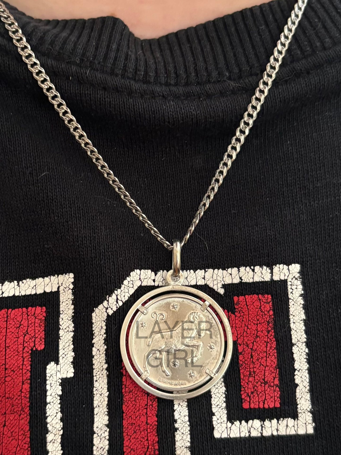 Vintage 1970s Sterling UnoAErre Pietro Giampaoli Aries Token Pendant