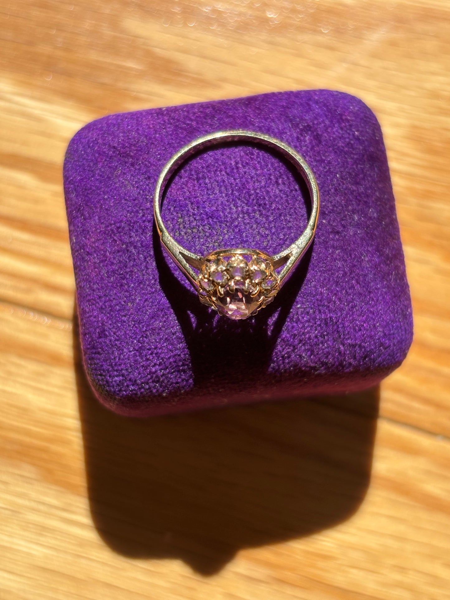 Vintage, 9ct/9K Gold Amethyst and Spinel Ring from the UK