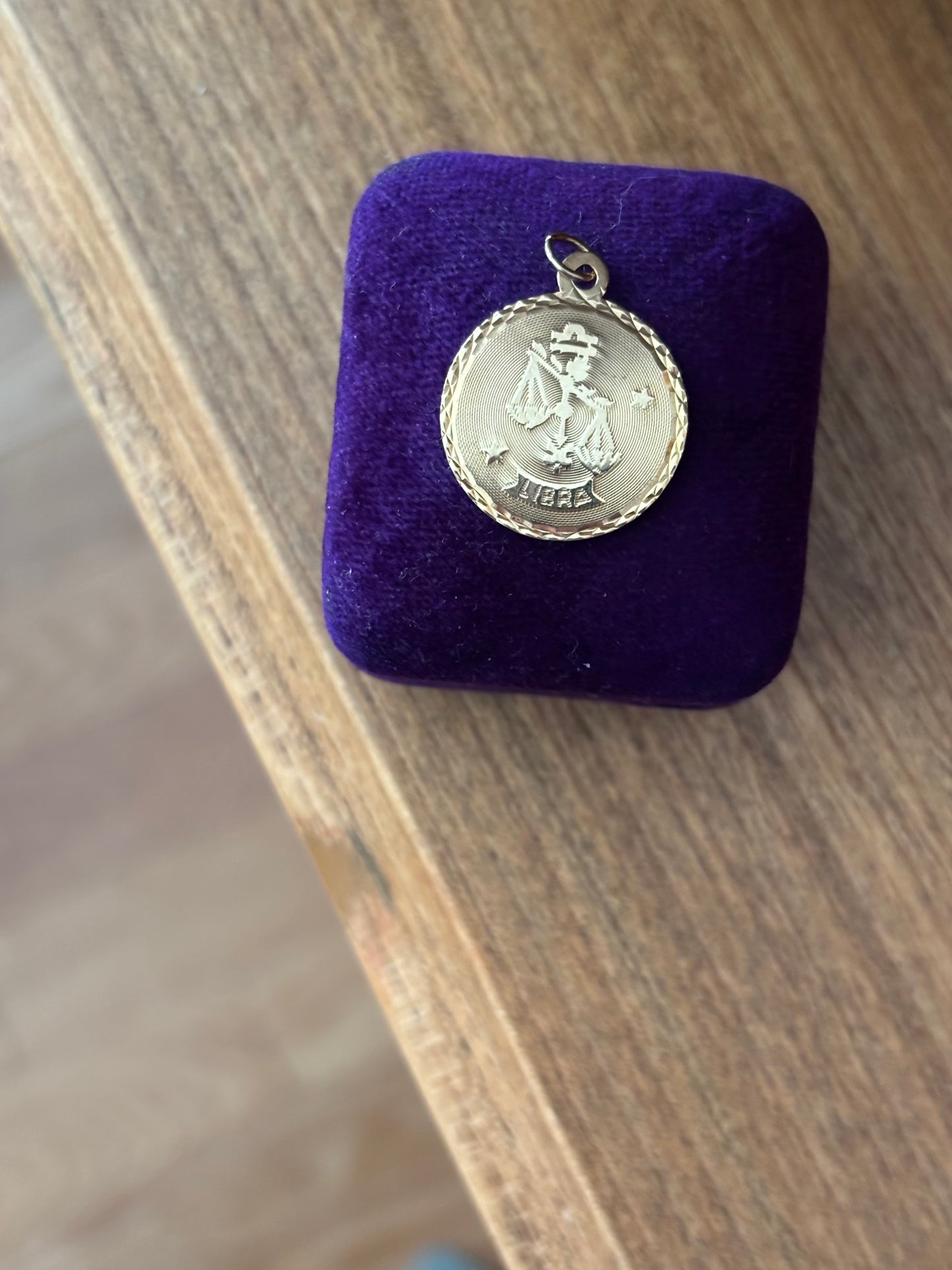 Vintage, 10K Gold Libra Zodiac Pendant
