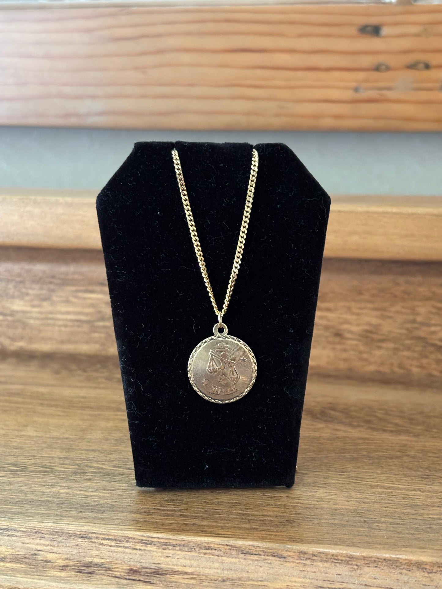 Vintage, 10K Gold Libra Zodiac Pendant