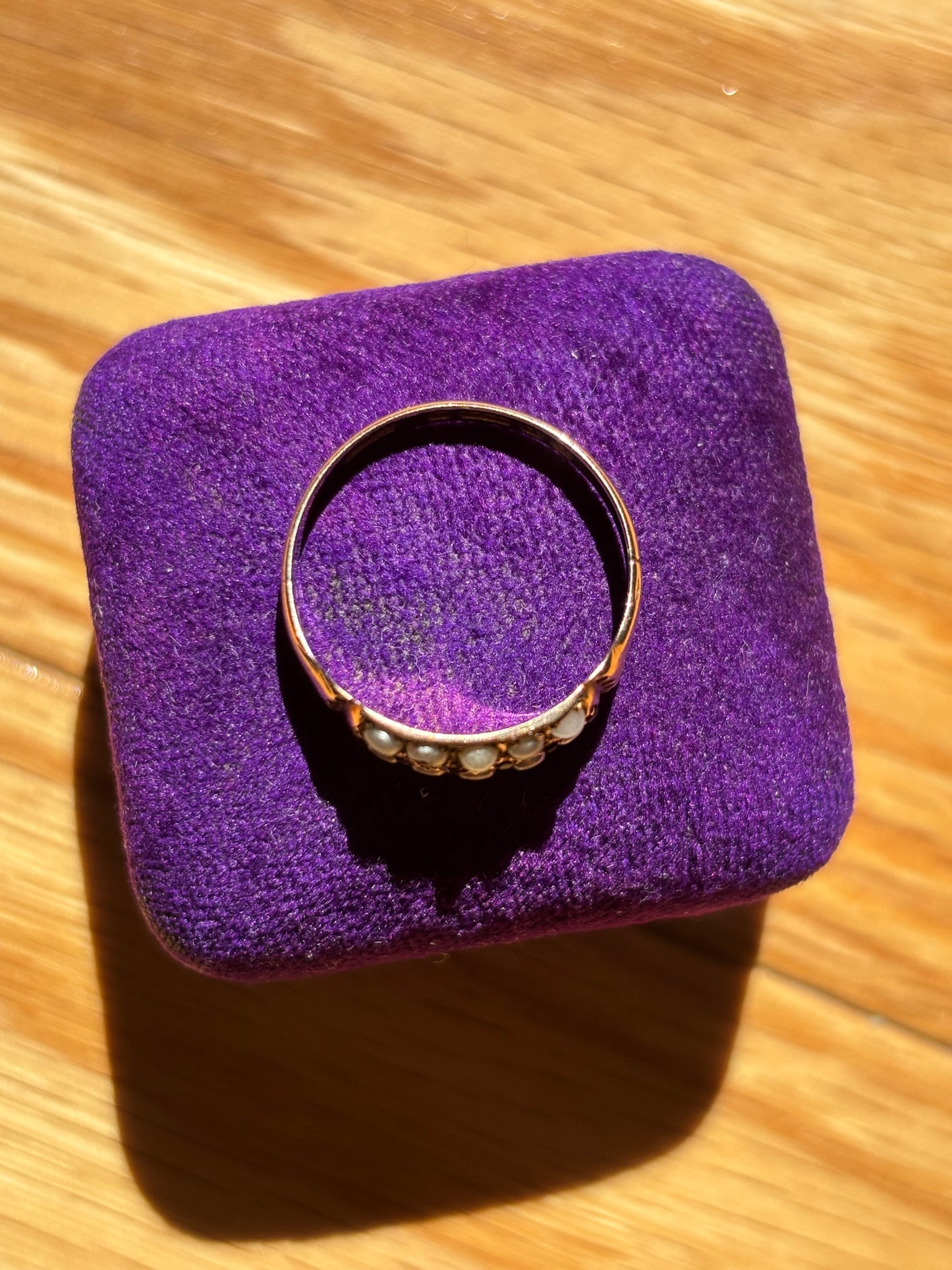 Antique, 9ct/9K Ruby and Seed Pearl Ring from the UK