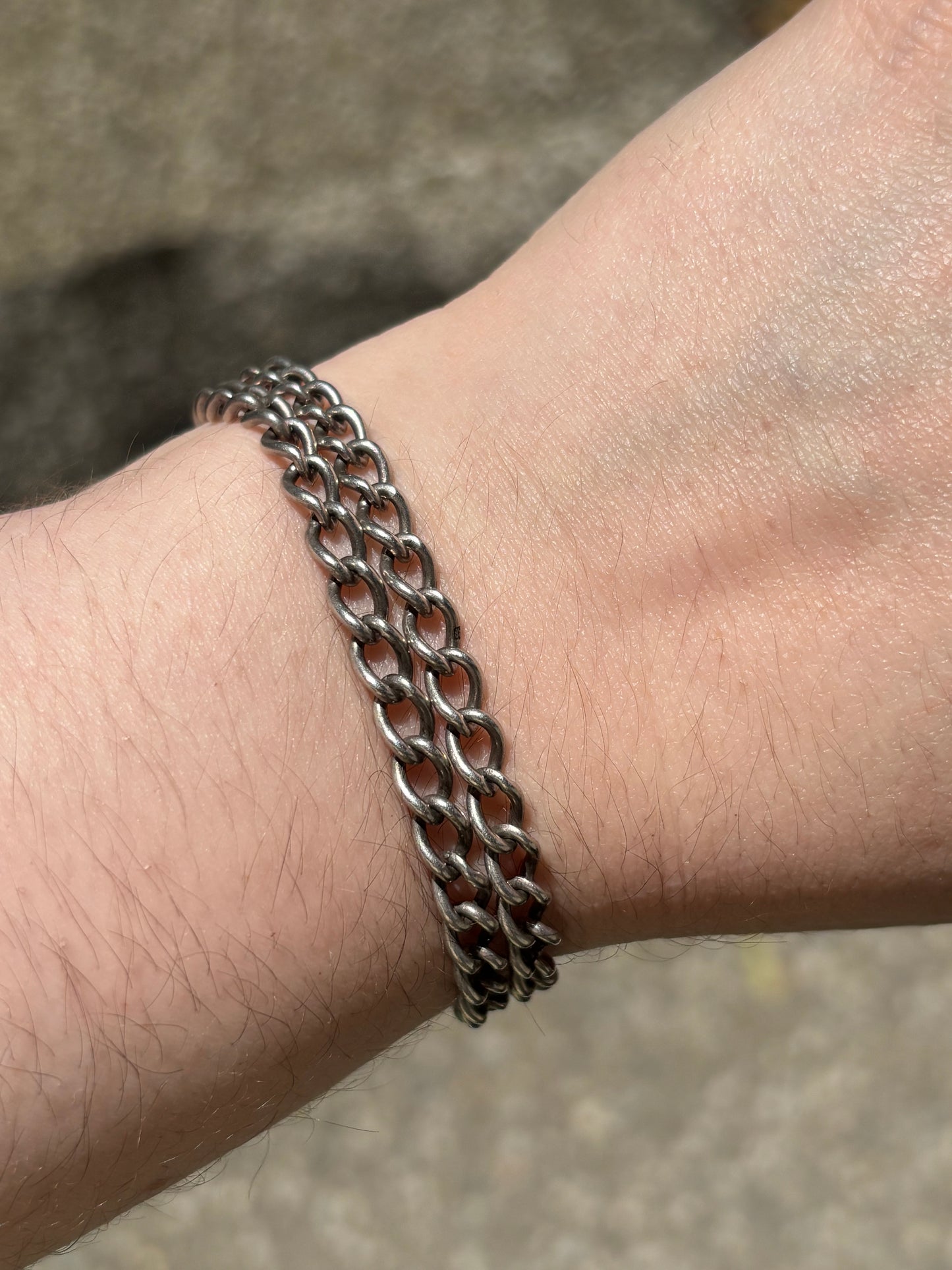 Antique, Sterling Silver Double Albert Watch Chain - 14.35”
