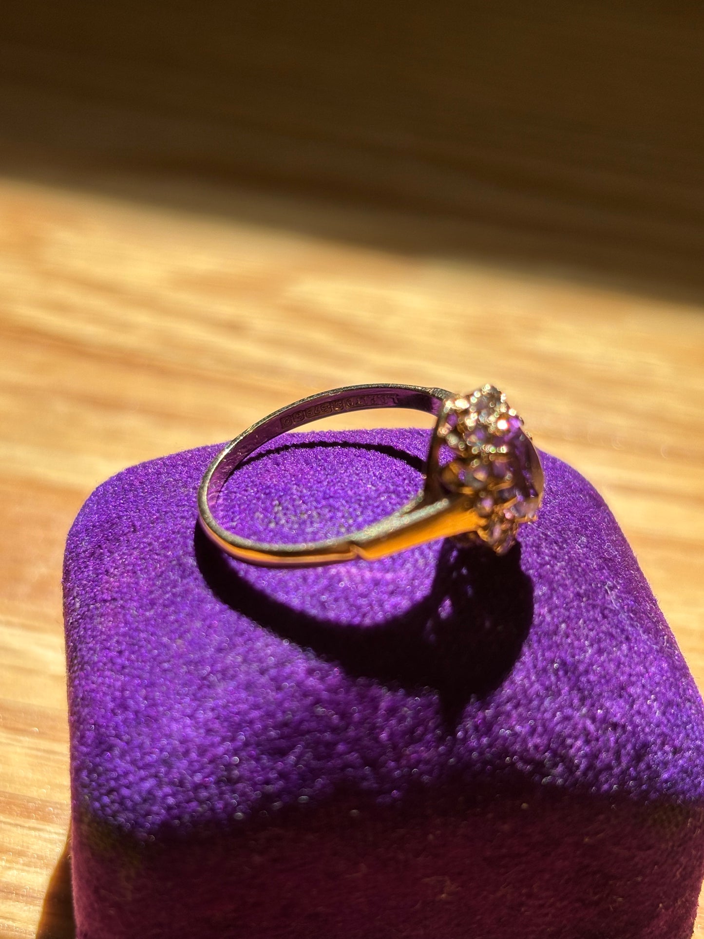Vintage, 9ct/9K Gold Amethyst and Spinel Ring from the UK
