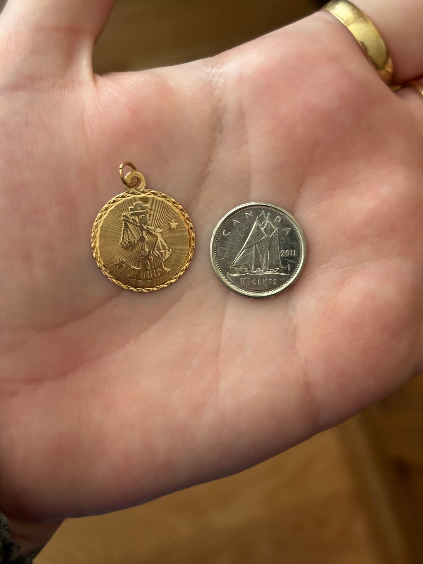Vintage, 10K Gold Libra Zodiac Pendant