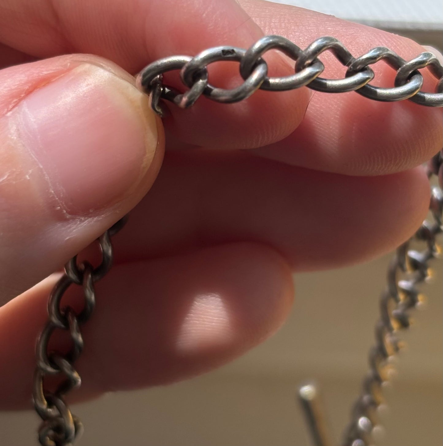 Antique, Sterling Silver Double Albert Watch Chain - 14.35”