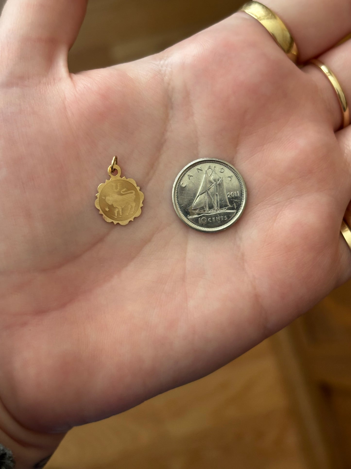 Vintage, 10K Gold Petite Taurus Zodiac Charm