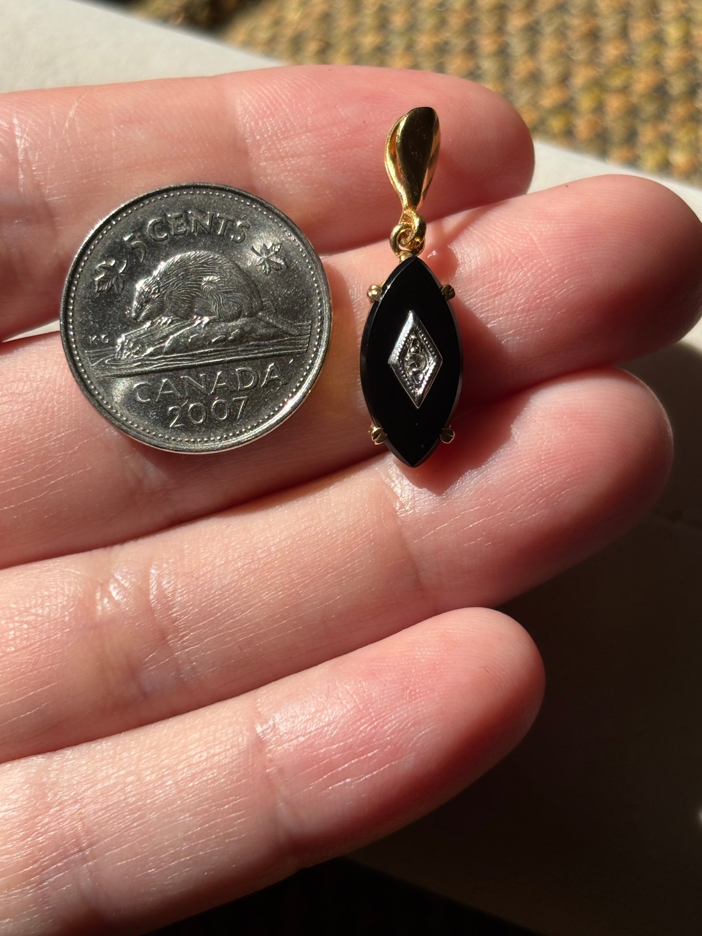 Devon’s Pick: Antique, 14K Gold Onyx and Diamond Pendant