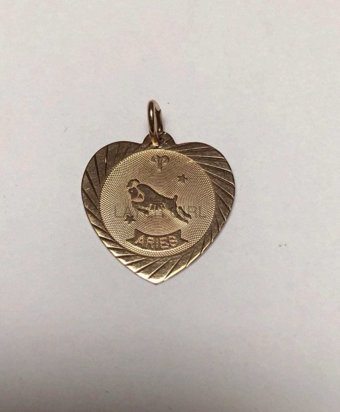 Vintage, 10K Gold Rembrandt Aries Zodiac Heart Charm