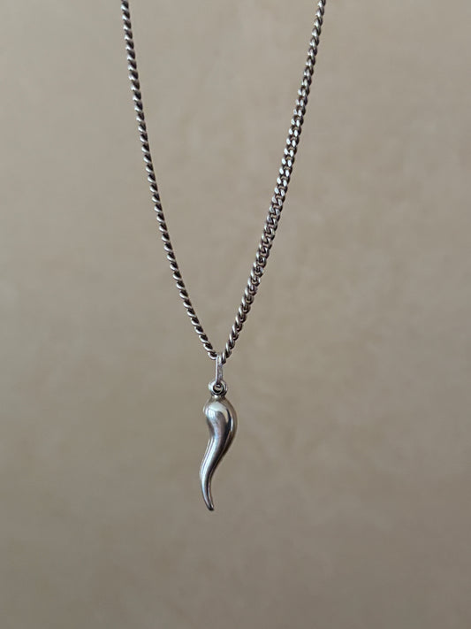 Vintage, Italian, Sterling Silver Cornicello- Italian Horn Charm