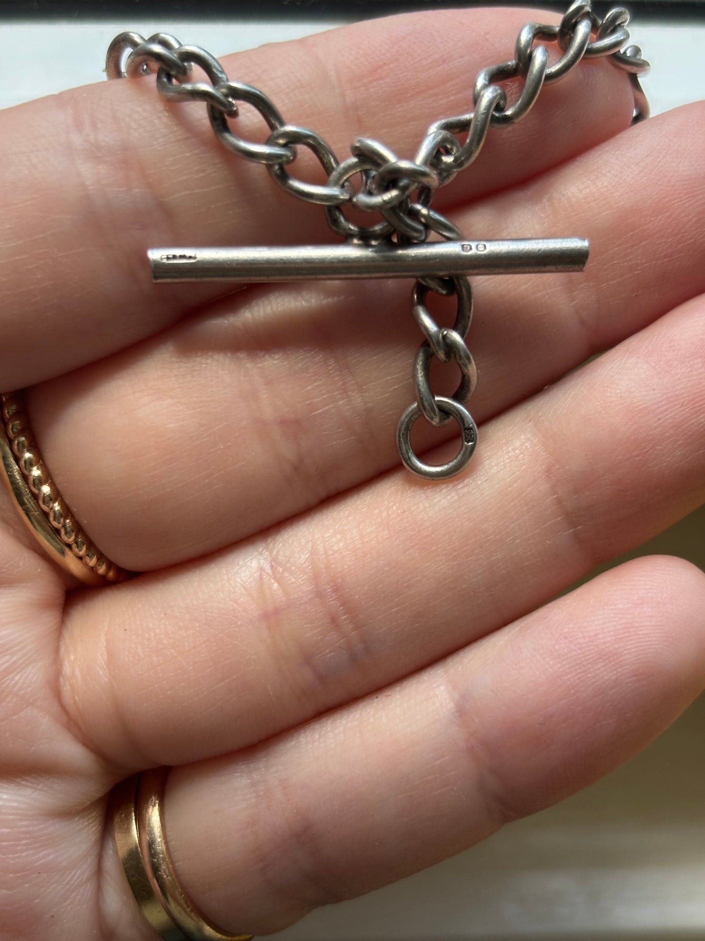 Antique, Sterling Silver Double Albert Watch Chain - 14.35”
