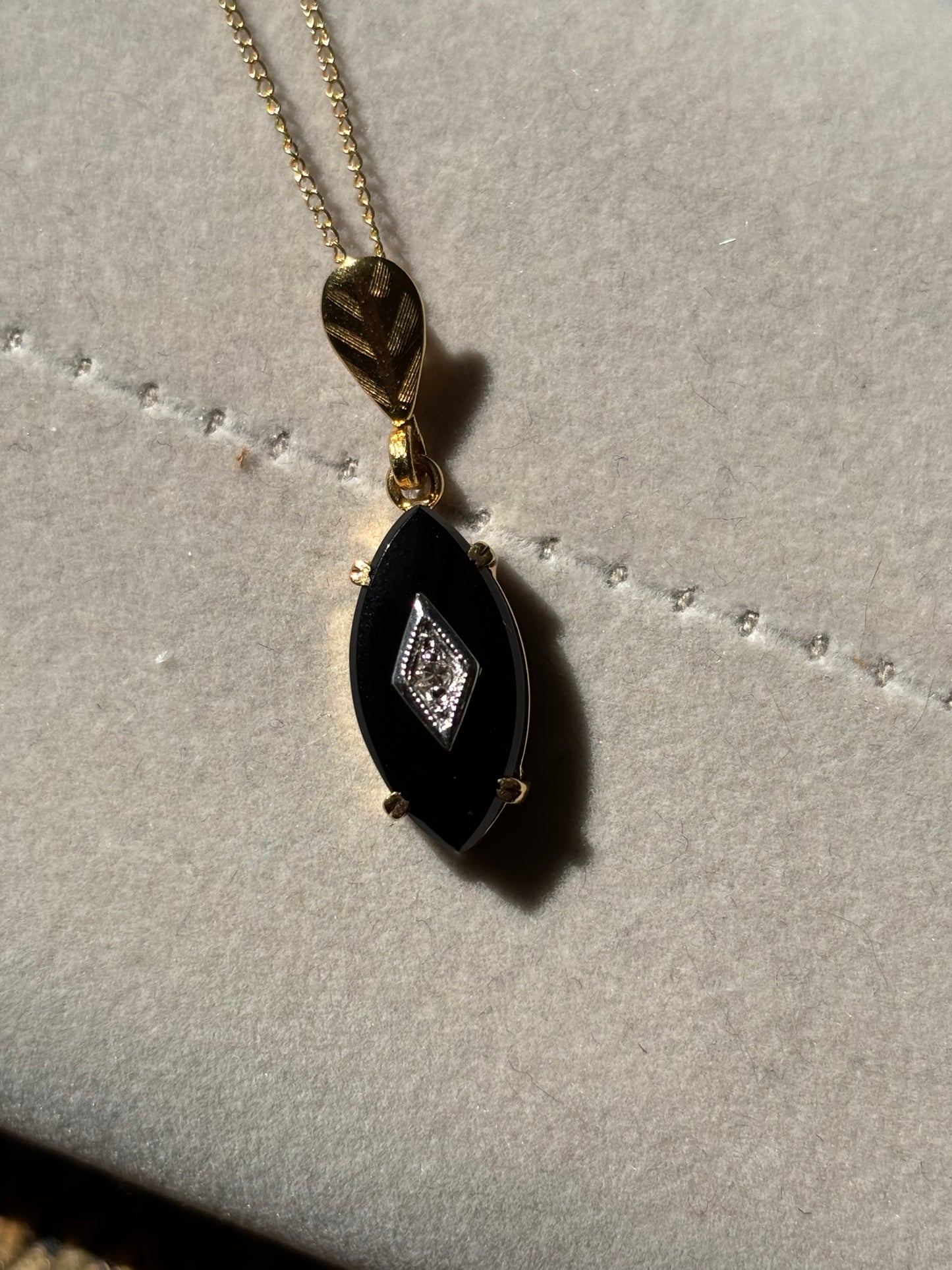 Devon’s Pick: Antique, 14K Gold Onyx and Diamond Pendant