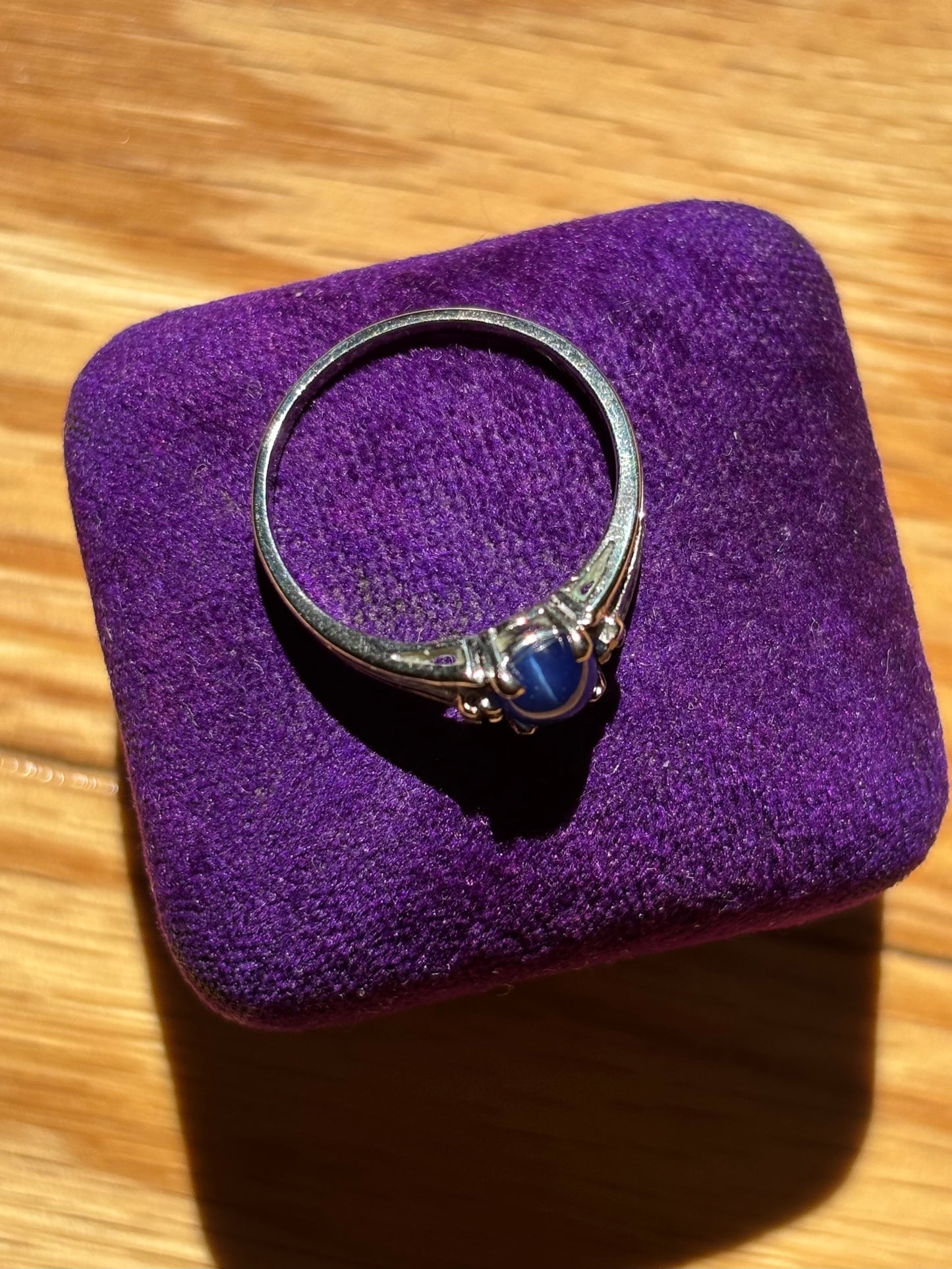 Vintage, 10K White Gold Star Sapphire and Diamond Ring