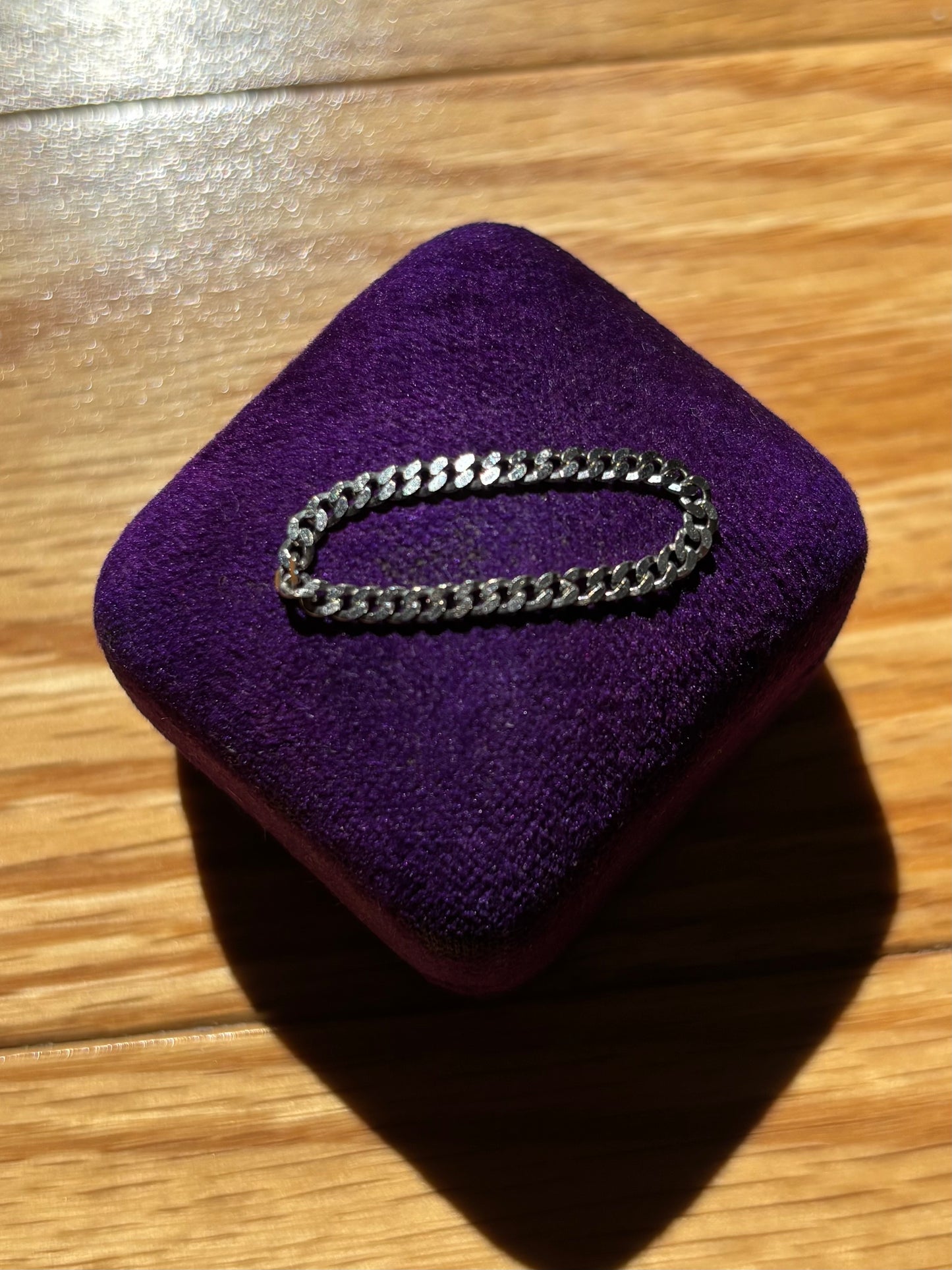 Vintage, 14K White Gold Curb Chain Link Ring