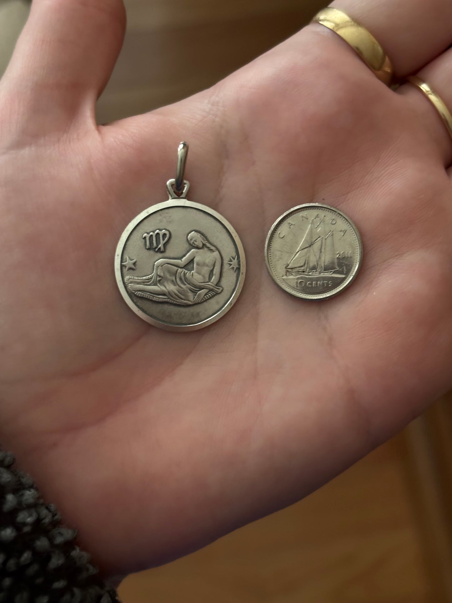 Vintage, Sterling Silver UnoAErre Virgo Zodiac Pendant