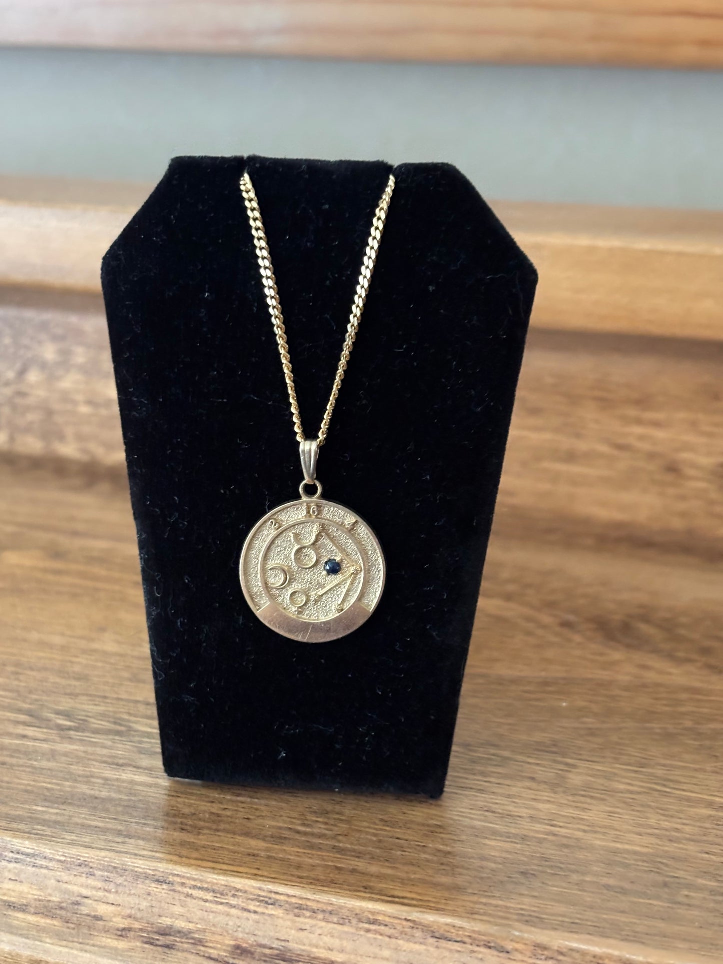 Vintage, 10K R&B Taurus Zodiac Constellation Token Pendant with Sapphire Cabochon
