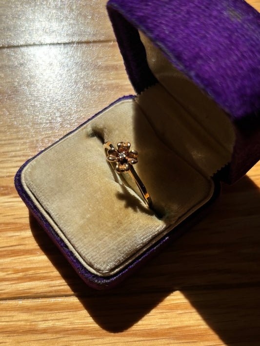 Vintage, 10K Gold Diamond Floral Ring