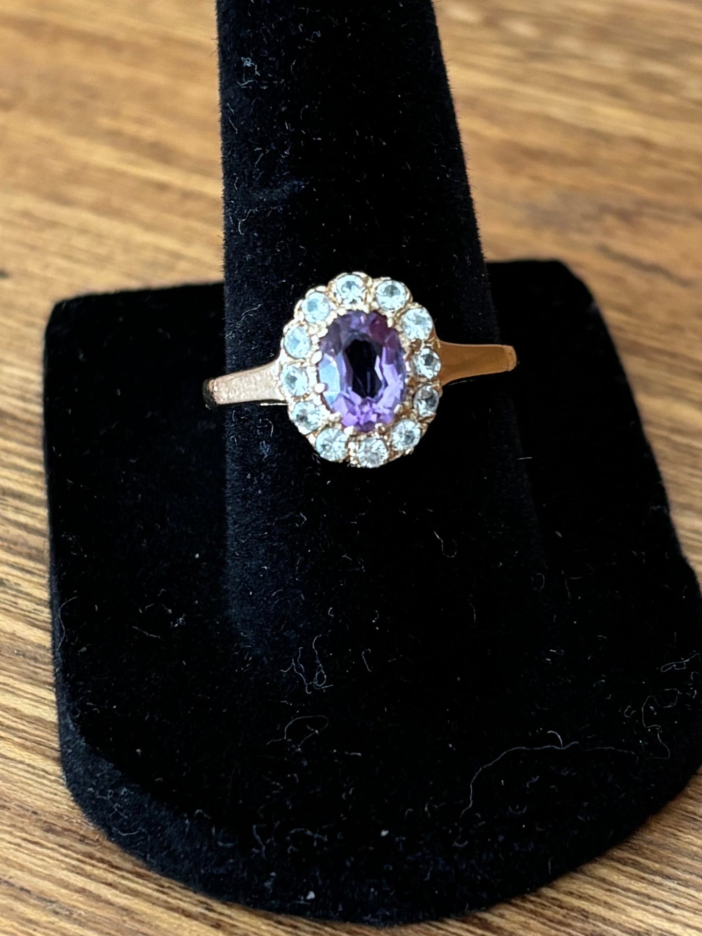 Vintage, 9ct/9K Gold Amethyst and Spinel Ring from the UK