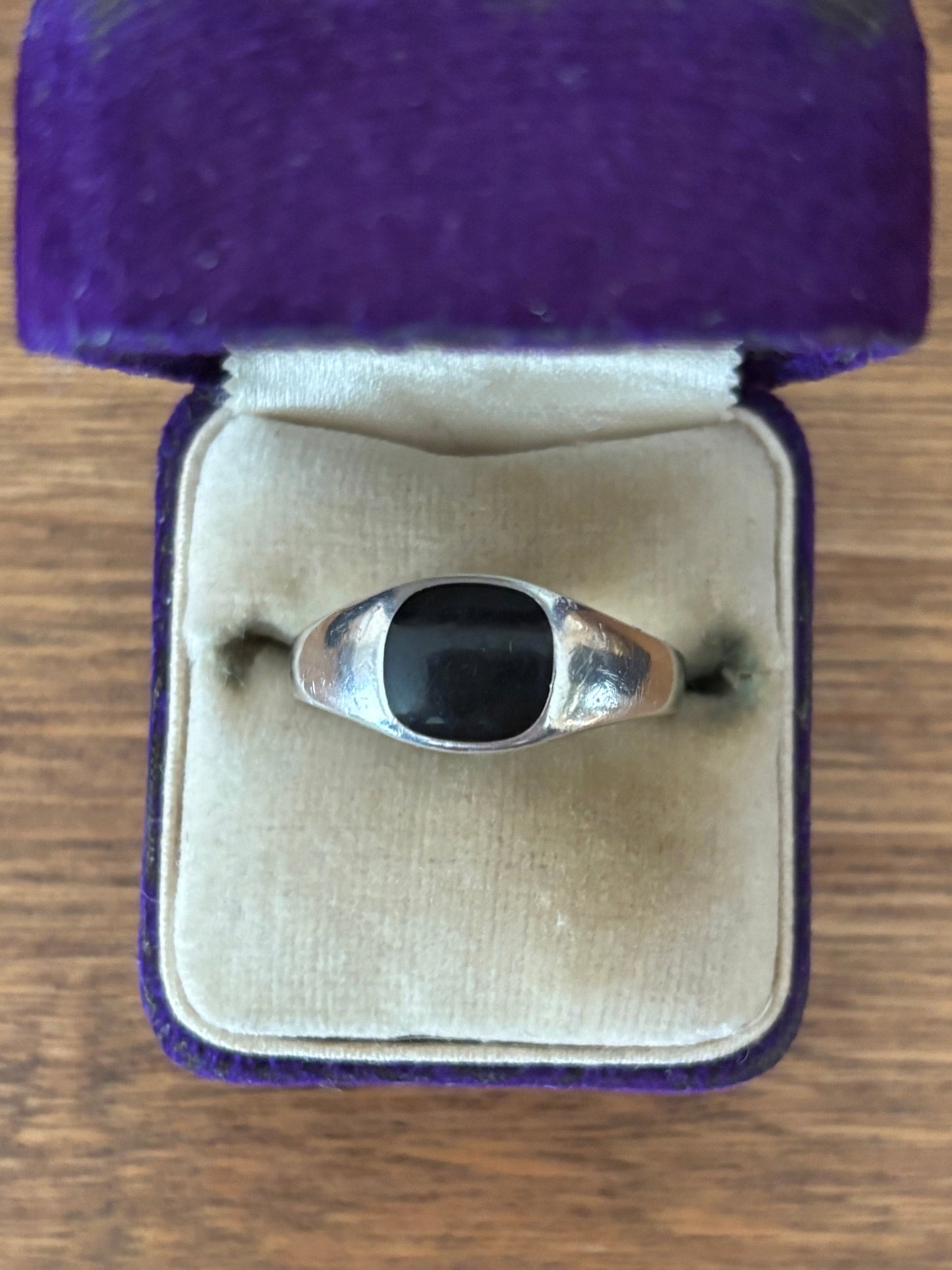 Vintage, Sterling Silver and Onyx Signet Ring