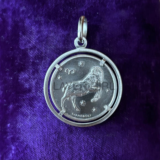 Vintage 1970s Sterling UnoAErre Pietro Giampaoli Aries Token Pendant