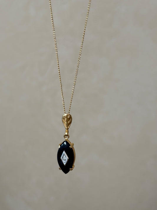 Devon’s Pick: Antique, 14K Gold Onyx and Diamond Pendant