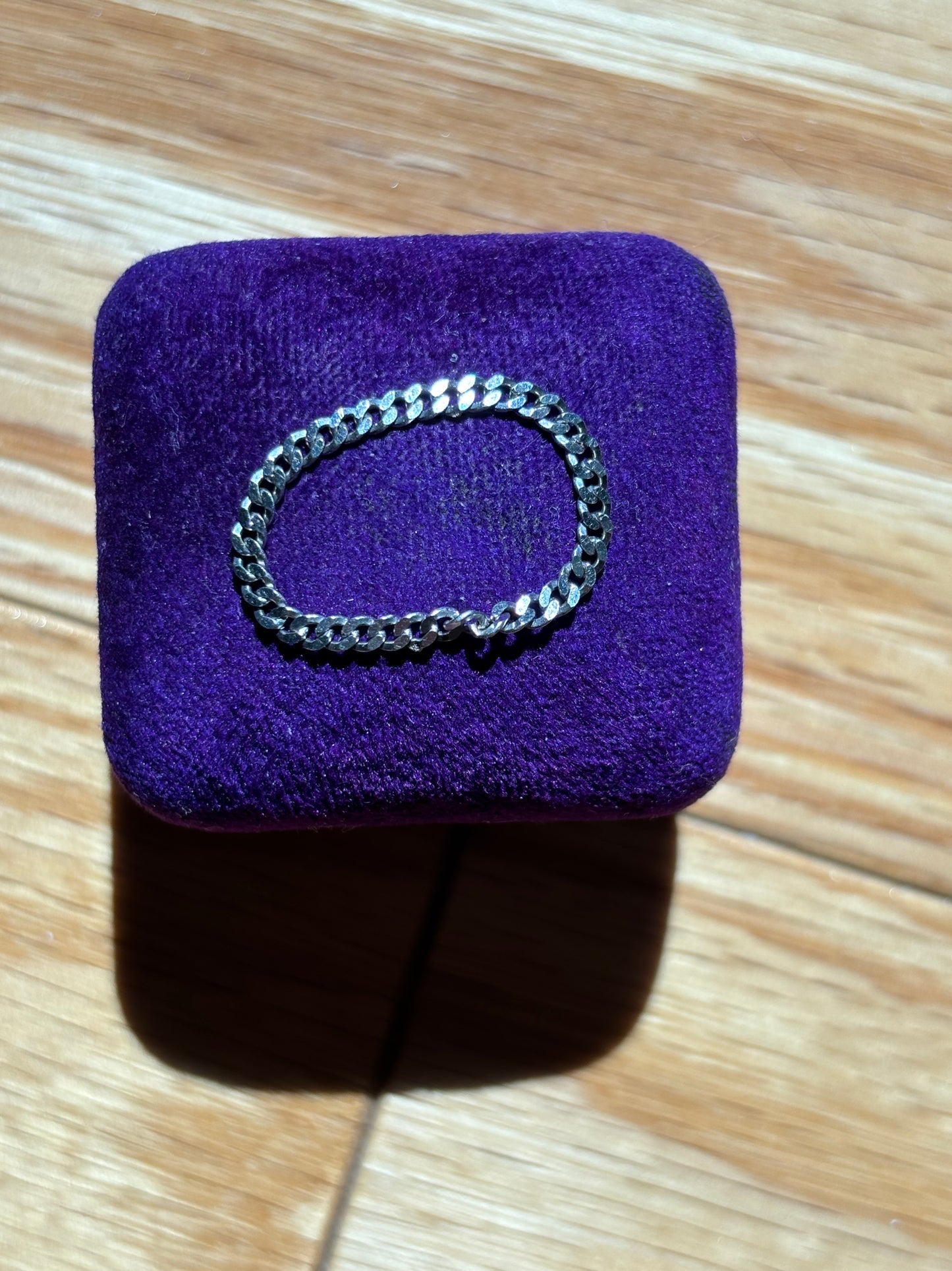 Vintage, 14K White Gold Curb Chain Link Ring