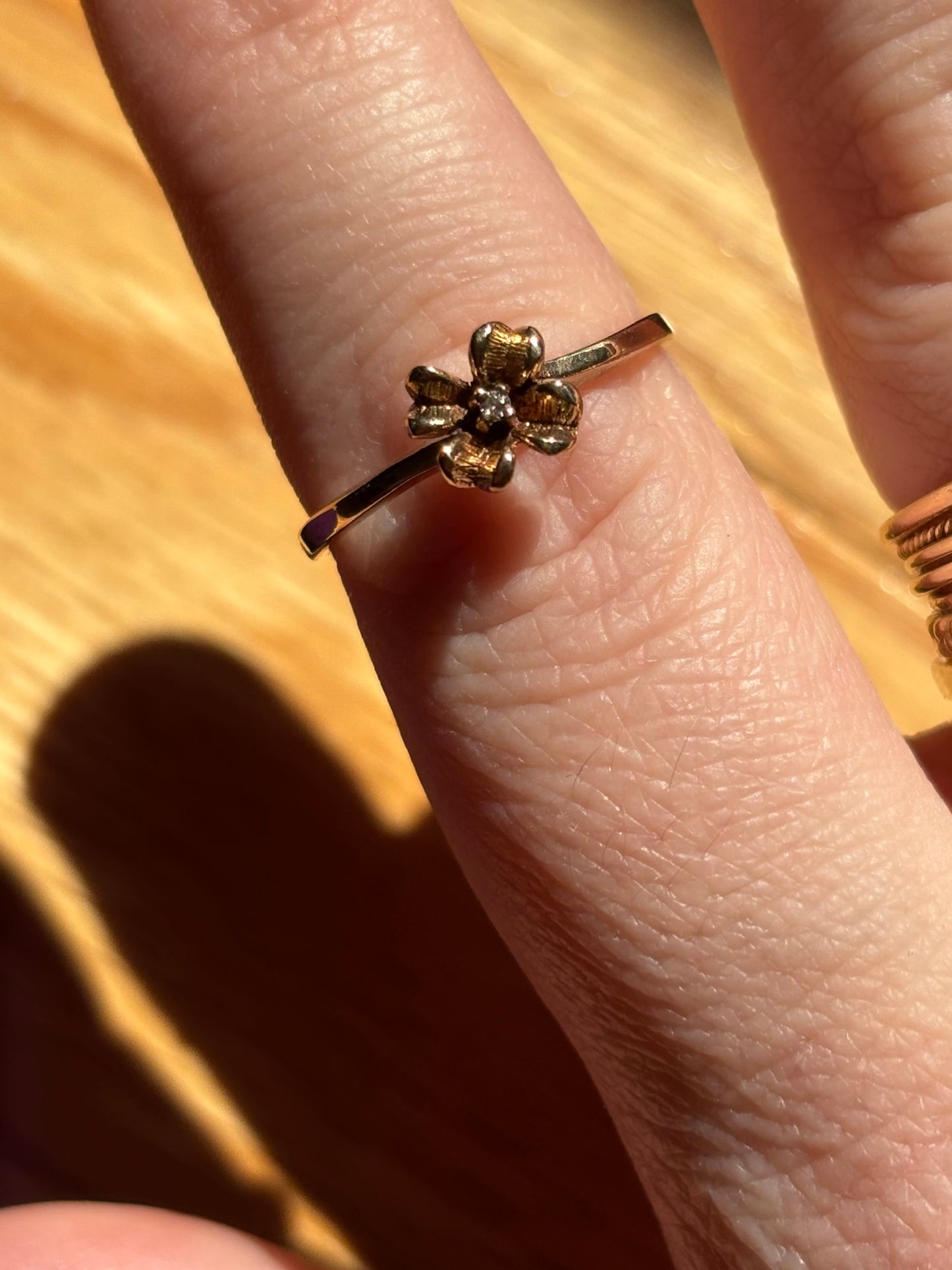 Vintage, 10K Gold Diamond Floral Ring