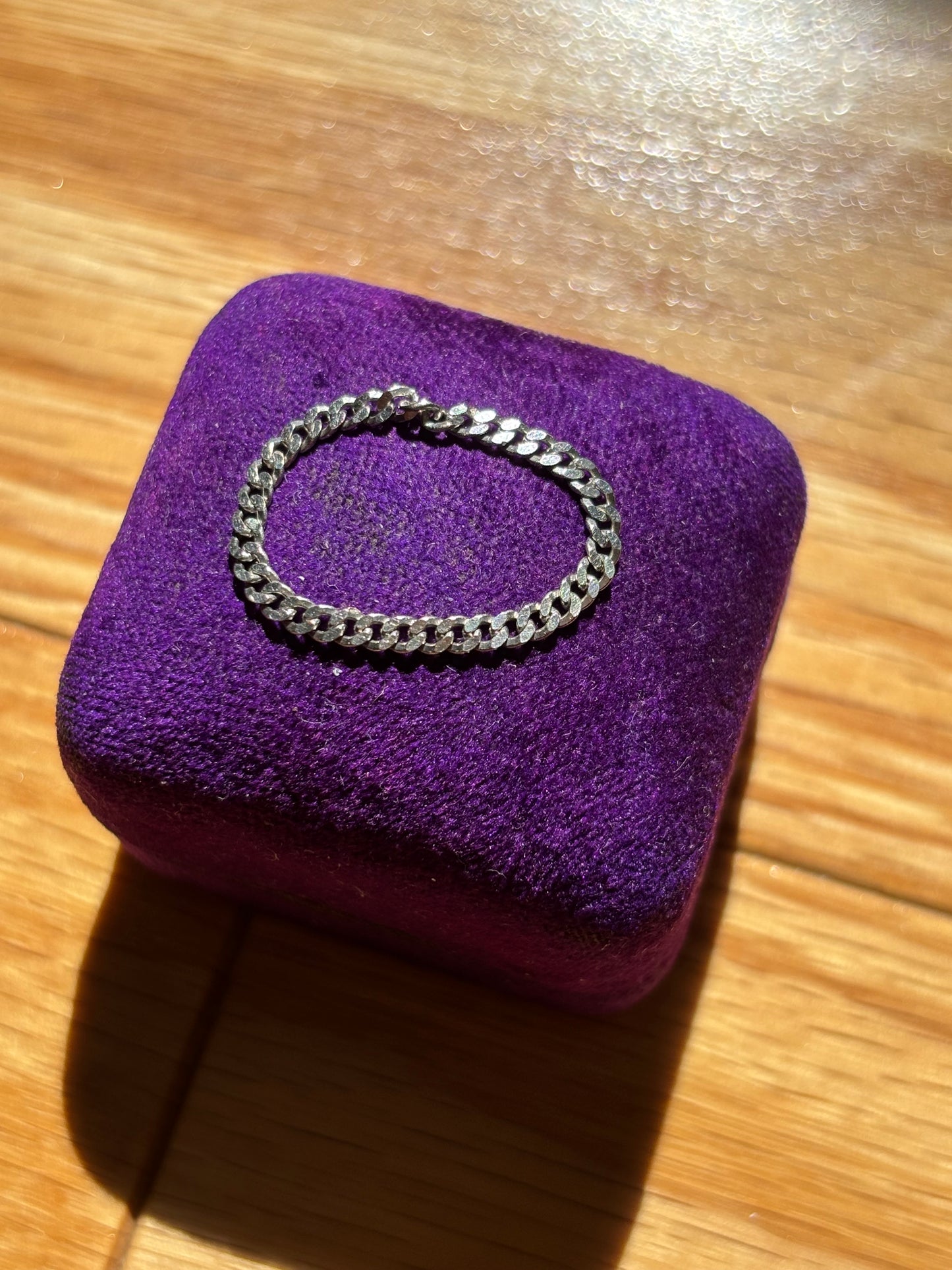 Vintage, 14K White Gold Curb Chain Link Ring
