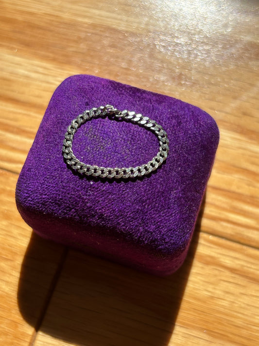 Vintage, 14K White Gold Curb Chain Link Ring