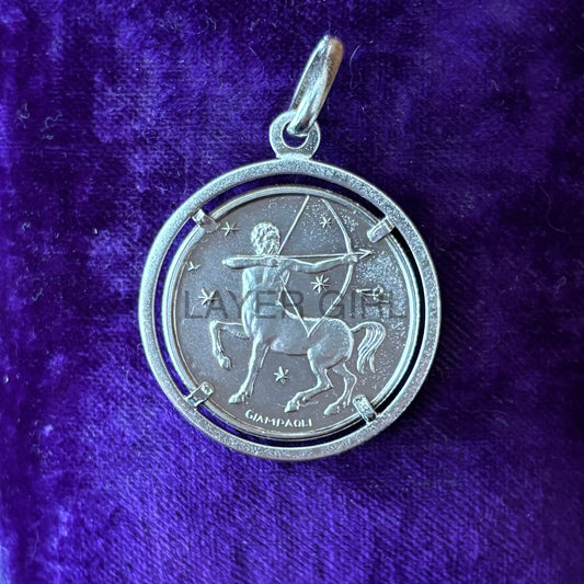 Vintage 1970s Sterling UnoAErre Pietro Giampaoli Sagittarius Token Pendant