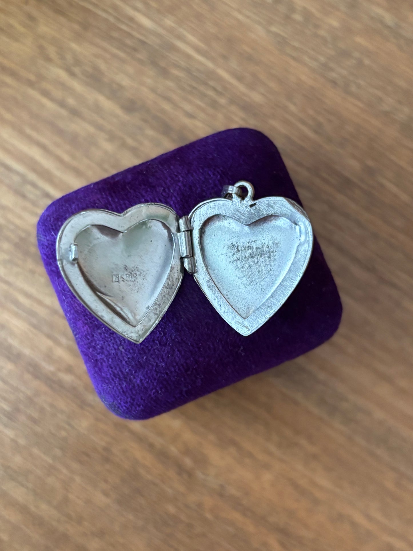 Vintage, Sterling Silver Heart Locket with Engraved Detail