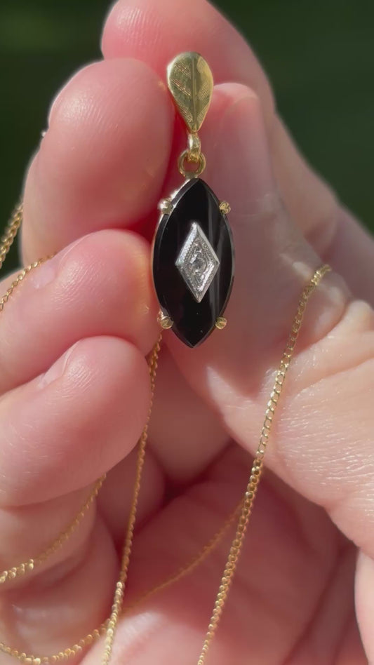 Devon’s Pick: Antique, 14K Gold Onyx and Diamond Pendant